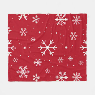 Festive red background with white snowflakes fleecefilt