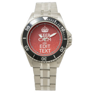 Festive Red Behålla Lugn för din text Armbandsur
