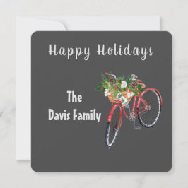 Festive Red Bike Helgdag Flat Card Julkort