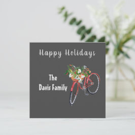 Festive Red Bike Helgdag Flat Card Julkort