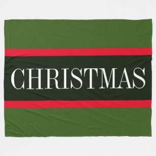 Festive Red Black Forest Grönt CHRISTMAS Rand Fleecefilt