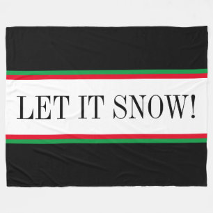 Festive Red Black Grönt White Rand LÅT DET SNÖA! Fleecefilt