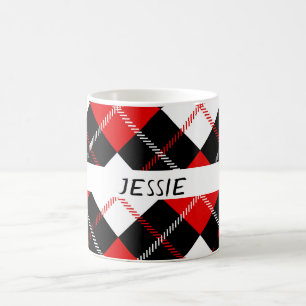 Festive Red Black White Argyle Kaffemugg