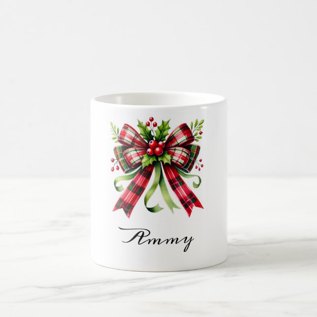 Festive Red Bow & Holly-jul Mugg (Center)