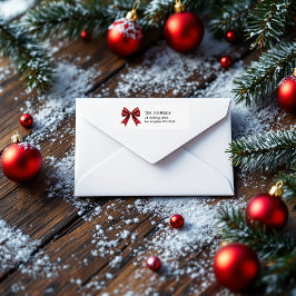 Festive Red Bow-jul Returadress Etikett