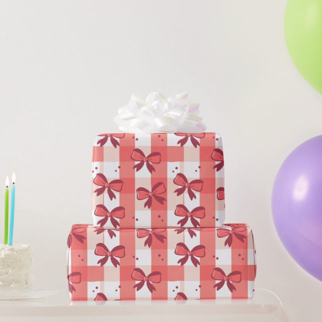 Festive Red bows jul Helgdag Gift Presentpapper (Festgåvor)