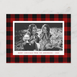 Festive Red Buffalo Play Single Photo jul Vykort
