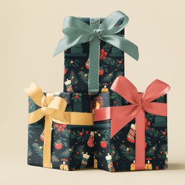 Festive Red Candy cane Gift Wrap Presentpapper