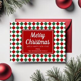 Festive Red Checked Photo jul Julkort