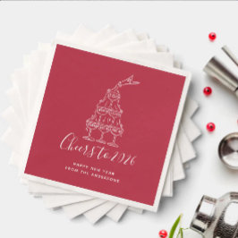 Festive Red Cheers to New Year Party Pappersservett