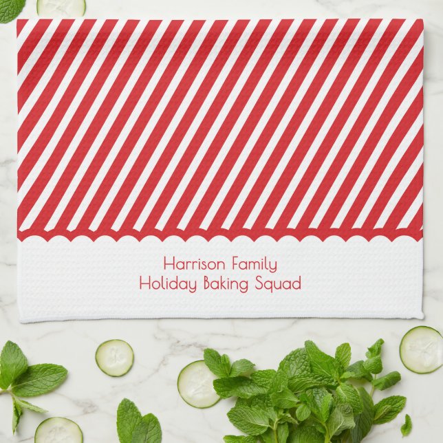 Festive Red Christmas Family Holiday Baking Squad Kökshandduk (Vikta)