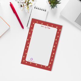 Festive Red Corporate Logotyp Stars Peace, Joy Hop Post-it Block