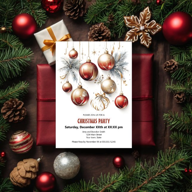 Festive Red Glitter Dekoration jul Party Julkort (Skapare uppladdad)