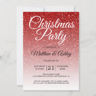 Festive Red Glitter Ombre jul Party Inbjudningar