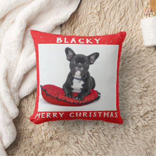 Festive Red God jul Hund Puppy Pet Photo Kudde