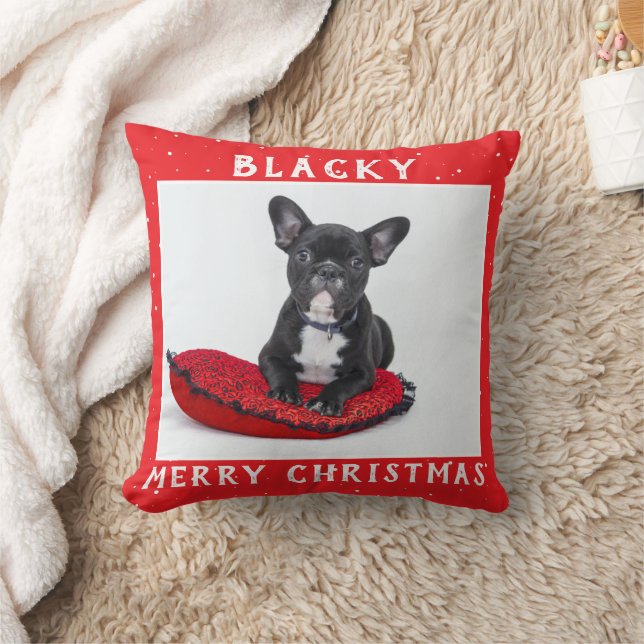 Festive Red God jul Hund Puppy Pet Photo Kudde (Filt)