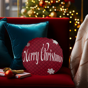 Festive Red God jul, som är ett uttryck för dekora Rund Kudde
