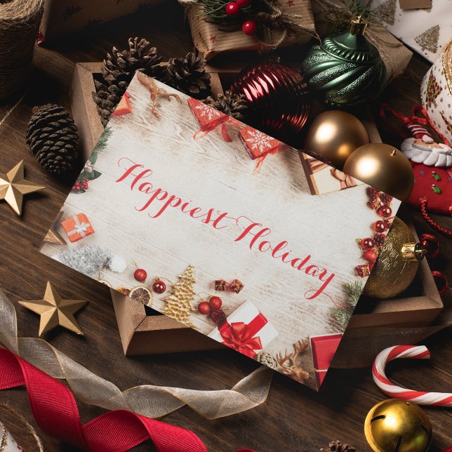 Festive Red God jul Typography Business Tack Kort (Skapare uppladdad)
