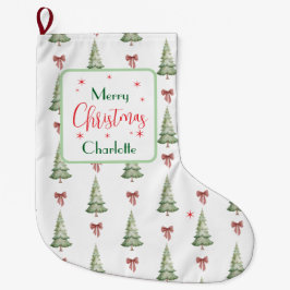 Festive Red Green Merry Christmas Name Stocking Stor Julstrumpa
