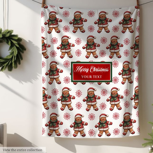 Festive Red Grönt Blanket Gift med ditt namn 🎁 Fleecefilt (Festive Red Green Blanket Gift with Your Name 🎁)