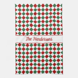 Festive Red Grönt Checkad jul Kökshandduk