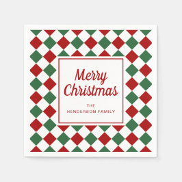 Festive Red Grönt Checks God jul Pappersservett