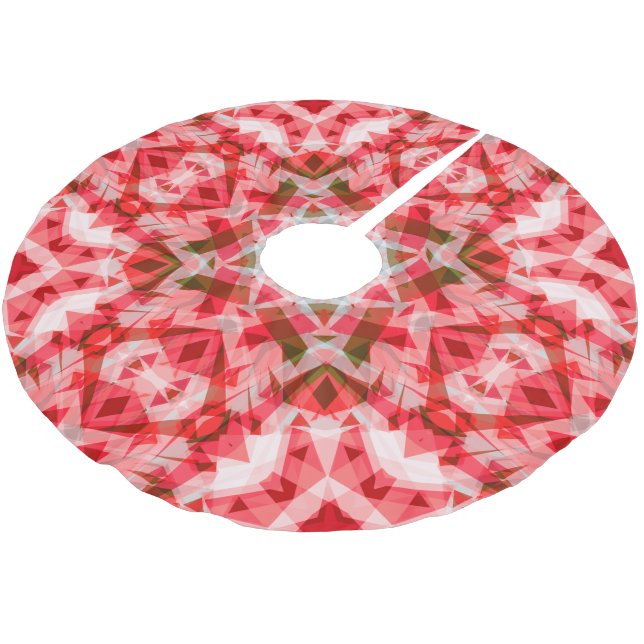 Festive Red Grönt Geometric Mysigt julstjärna Julgransmatta Borstad Polyester (Vinklad)