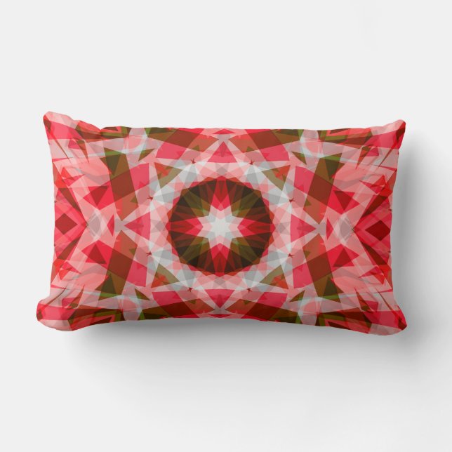 Festive Red Grönt Geometric Mysigt julstjärna Lumbarkudde (Framsida)