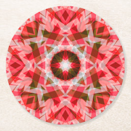 Festive Red Grönt Geometric Mysigt julstjärna Underlägg Papper Rund