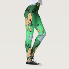 Festive Red Grönt Helgdagars jul Animals Leggings