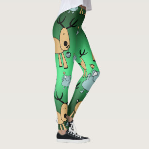 Festive Red Grönt Helgdagars jul Animals Leggings