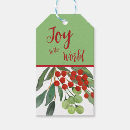 Festive Red Grönt Holly Berry Joy jul Presentetikett