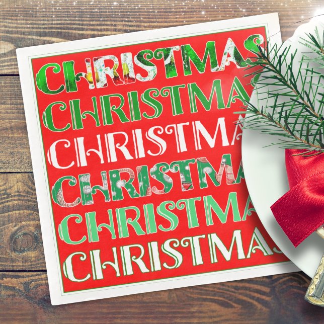 Festive Red Grönt Jul Pappersservett (Skapare uppladdad)