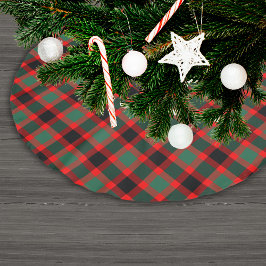 Festive Red Grönt Julplagt Mönster Julgransmatta Borstad Polyester