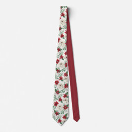 Festive Red & Grönt Poinsettia Helgdag Tie Slips