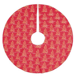 Festive Red & Guld Träd God jul Julgransmatta Borstad Polyester