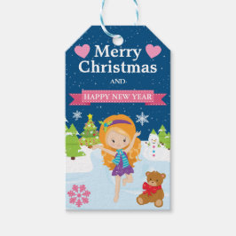 Festive Red Haired Winter Fairy Christmas Presentetikett