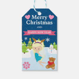 Festive Red Haired Winter Fairy Christmas Presentetikett