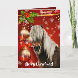 Festive Red Horse Porträtt God jul Kort