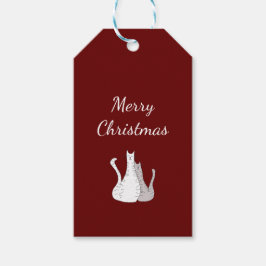 Festive Red jul Cats Cute Helgdag Presentetikett