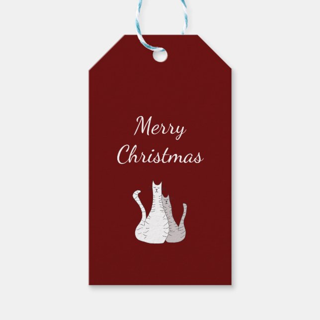 Festive Red jul Cats Cute Helgdag Presentetikett (Framsidan)