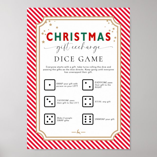 Festive Red jul Gift Exchange Dice-spelsignatur Poster (Framsidan)