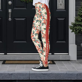 Festive Red jul Holly Berries Leggings