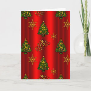 Festive Red jul med Guld Noel Kort