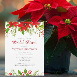 Festive Red jul Poinsettia Möhippa Inbjudningar