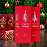 Festive Red jul vit träd Presentask För Vinflaska<br><div class="desc">God jul Presentask för Vinflaska Ideal för festsäsongen.. Du kan göra det till ditt eget och anpassa det med din familj namnteckning eller namn</div>