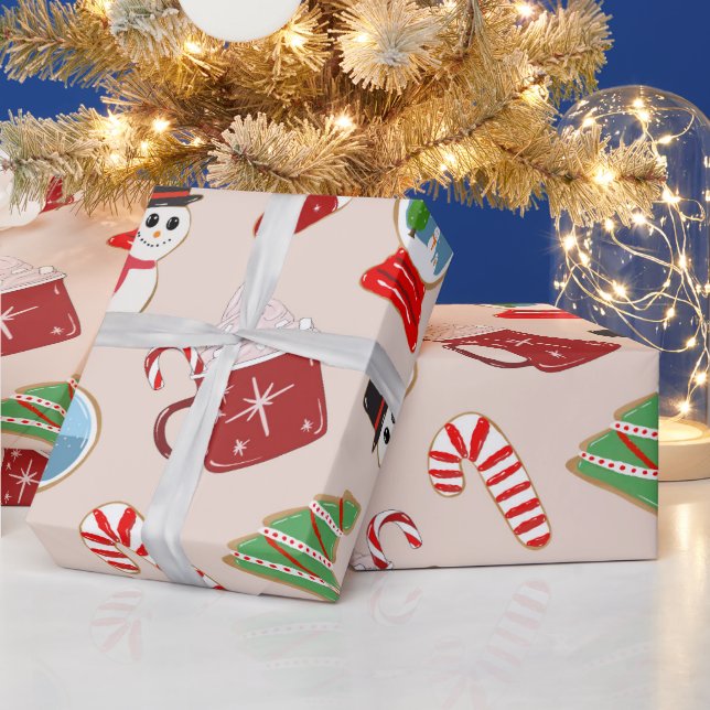 Festive Red-julkaka Illustration Mönster Presentpapper (Helgdagar)