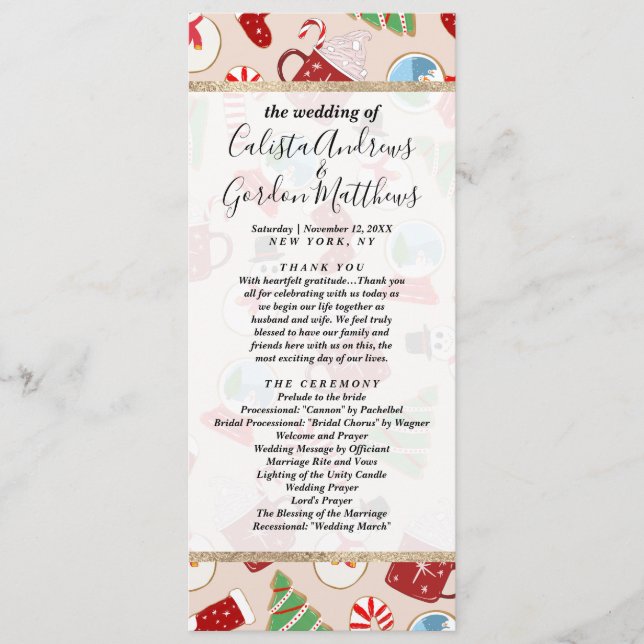 Festive Red-julkaka Illustration Mönster Program (Framsida)