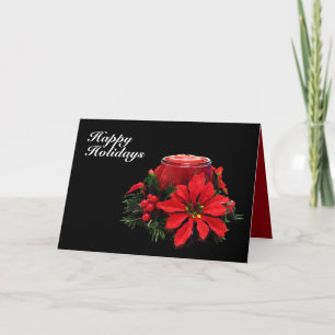 Festive Red-julljus, Holly och Poinsettia Helgkort