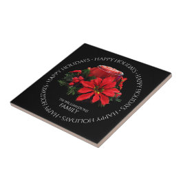 Festive Red-julljus, Holly och Poinsettia Kakelplatta
